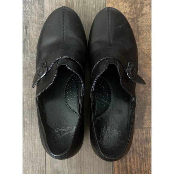Dansko Tamara Black Full Grain Leather Clogs w/ Buckle Sz Eur 38, US 7.5-8 - Picture 7 of 9